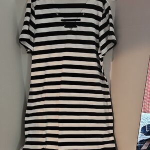 Michael Kors Black and White Striped Mini Dress